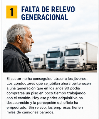 Falta de relevo generacional: los conductores que se jubilan ahora entraron en un sector que permitía comprar una vivienda trabajando con el camión