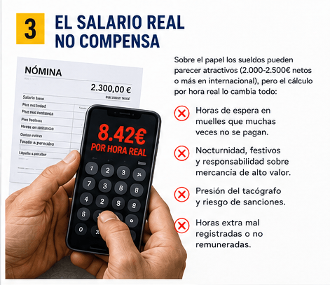 El salario real no compensa: una nómina que sobre el papel parece atractiva se reduce mucho al dividirla entre las horas reales